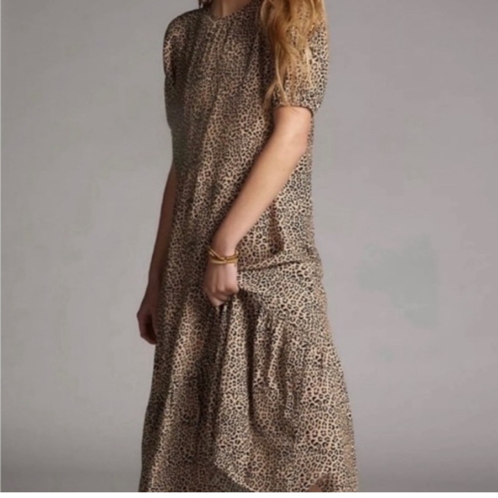 Anthropologie leopard maxi dress